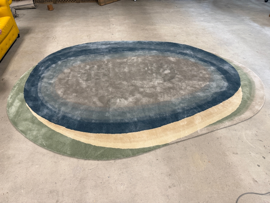 Roche Bobois Stone Collection Concentric Oval Organic Shaped Modern Wool Area Rug 137' X 94' [Photo 3]