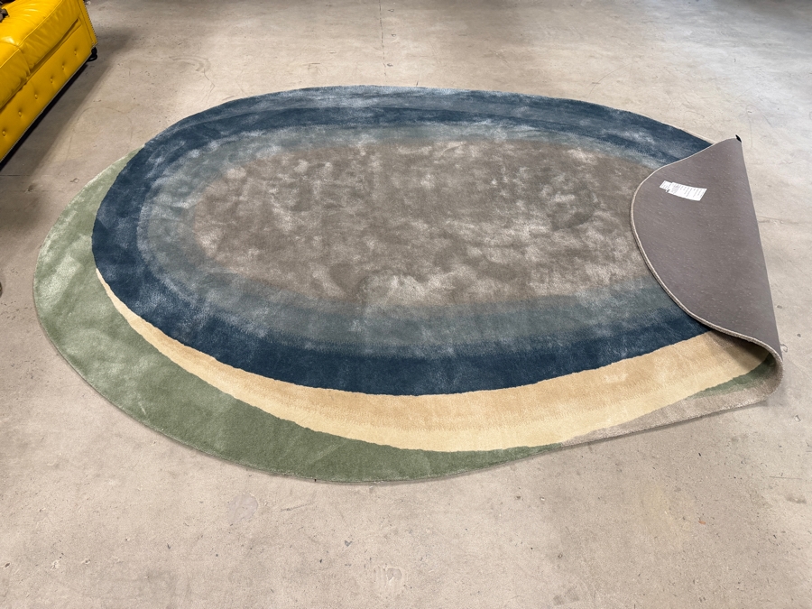 Roche Bobois Stone Collection Concentric Oval Organic Shaped Modern Wool Area Rug 137' X 94' [Photo 5]