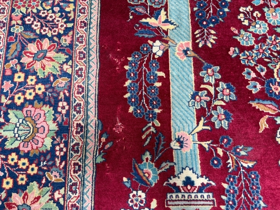 Authentic Fine Hand Knotted Persian Silk Kashan Tree Of Life Architectural Tapestry Rug (Has Been Repaired) 55' X 84' [Photo 2]