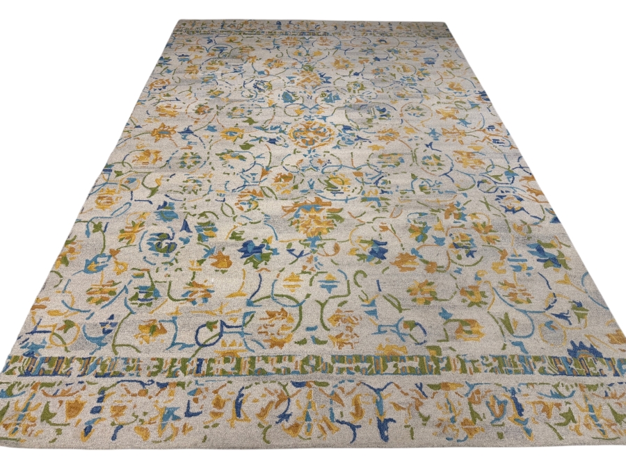 Goodweave Certified Authenticated Modern Turkish Oushak Hand Knotted Floral Wool Transitional Large Area Rug (Cut on Long Side to Fit Room) 150' X 97'