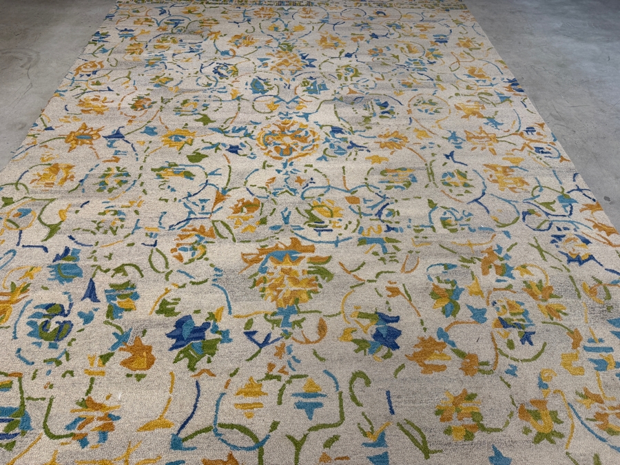 Goodweave Certified Authenticated Modern Turkish Oushak Hand Knotted Floral Wool Transitional Large Area Rug (Cut on Long Side to Fit Room) 150' X 97' [Photo 2]