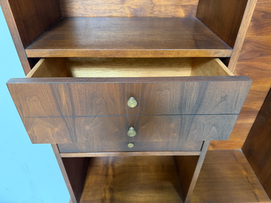 Vintage Mid-Century Modern Credenza and Hutch John Keal Style with Tambour Doors and Vinyl Record Storage Slots 72'W X 18'D X 74.5'H [Photo 8]