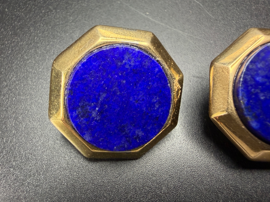 14k Gold Lapis Lazuli Earrings 8.7g [Photo 3]