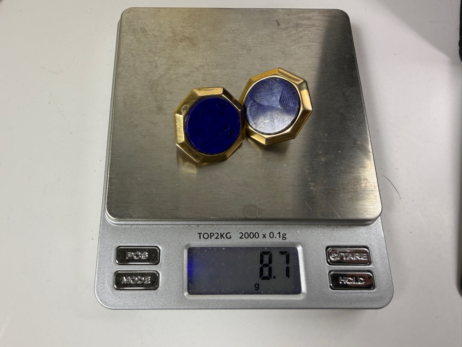 14k Gold Lapis Lazuli Earrings 8.7g [Photo 8]
