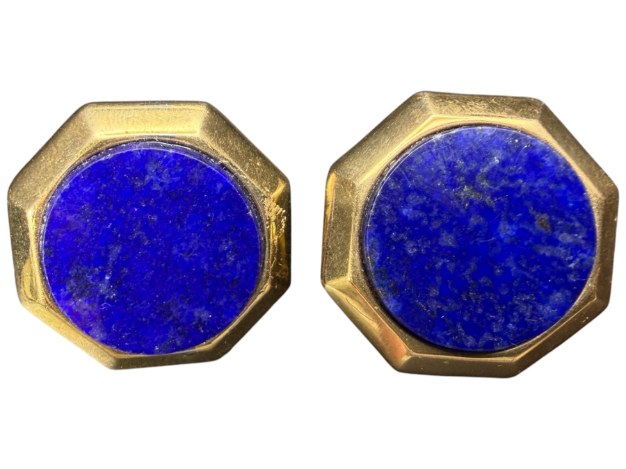 14k Gold Lapis Lazuli Earrings 8.7g