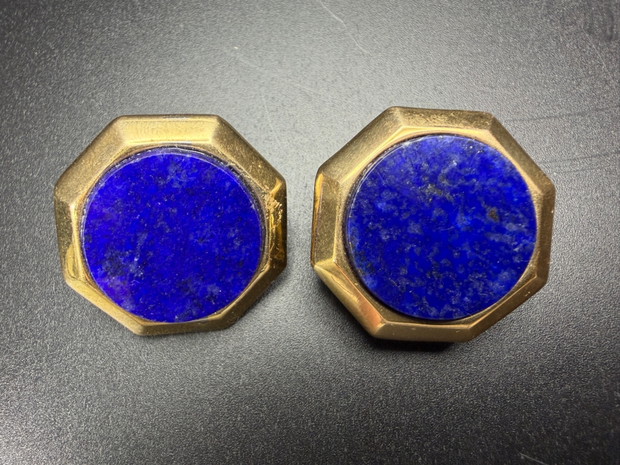 14k Gold Lapis Lazuli Earrings 8.7g [Photo 2]