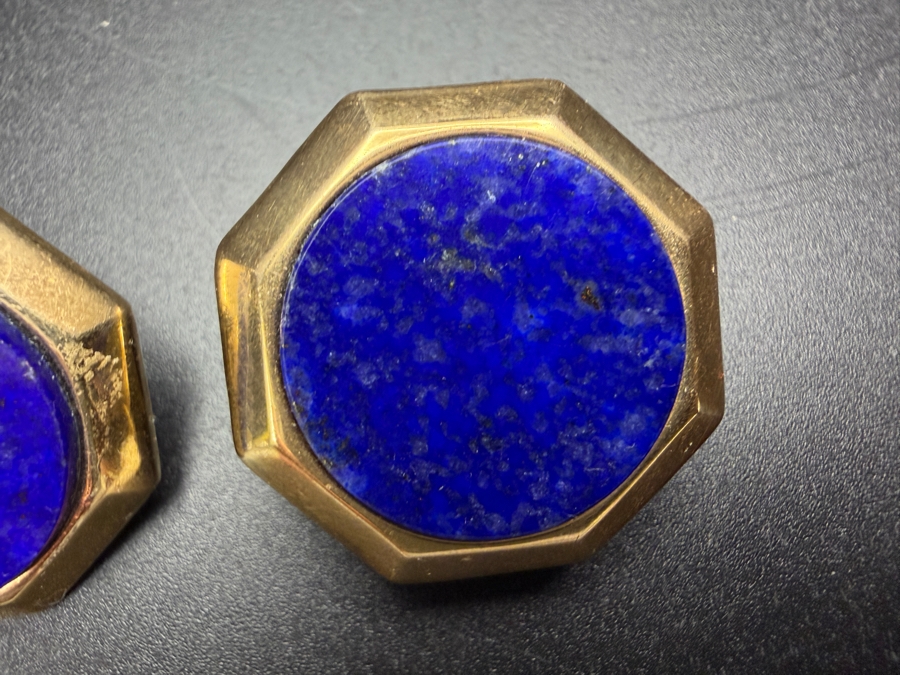 14k Gold Lapis Lazuli Earrings 8.7g [Photo 4]
