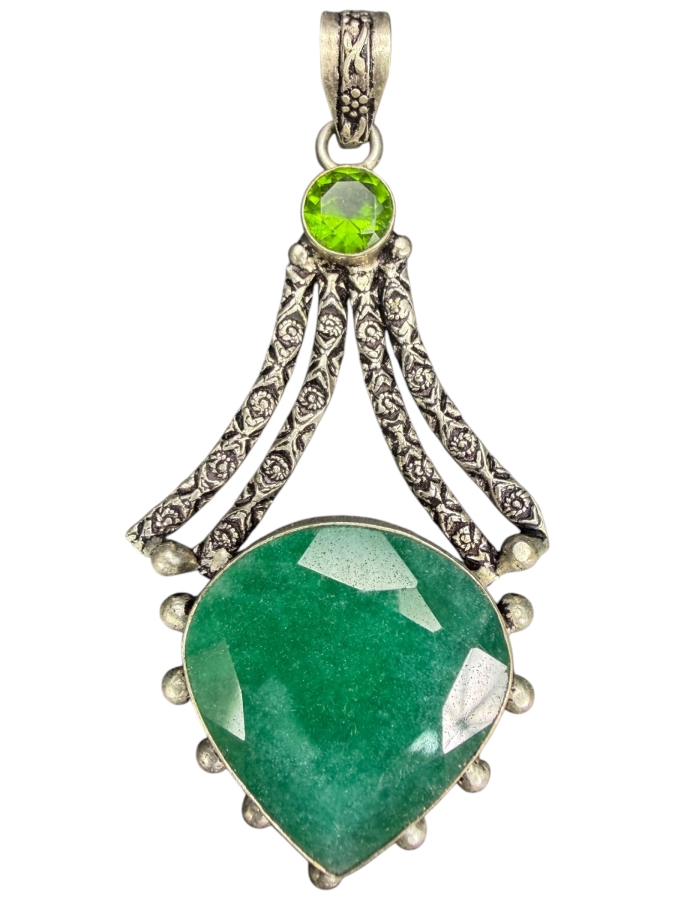 Handcrafted Sterling Silver Pendant with Stones 16g