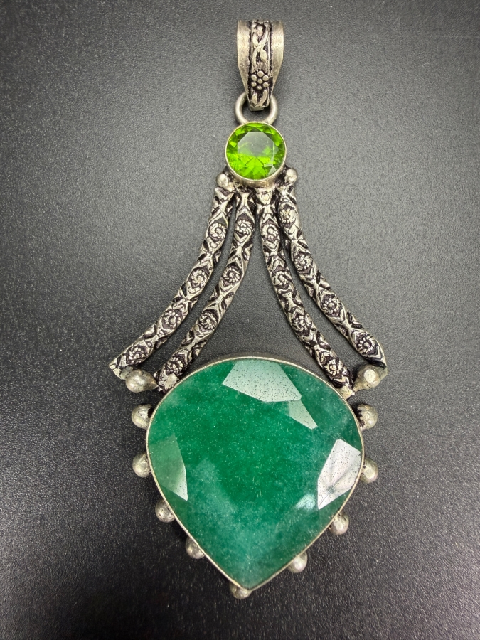 Handcrafted Sterling Silver Pendant with Stones 16g [Photo 2]