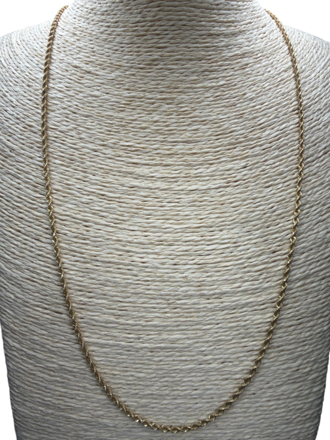 14k Gold 24' Rope Chain Necklace 9.2g $720 Melt Value