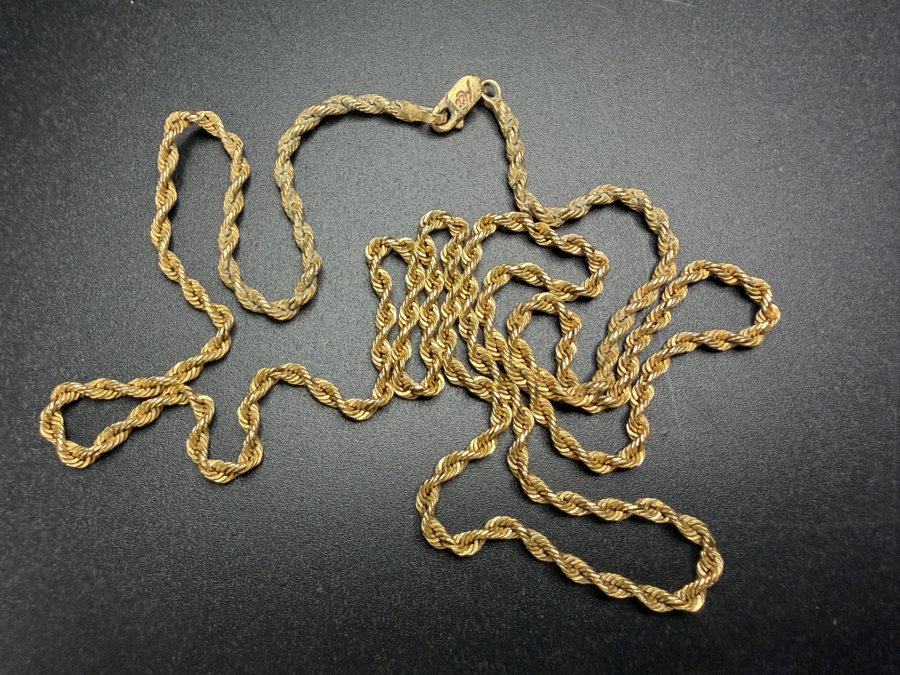 14k Gold 24' Rope Chain Necklace 9.2g $720 Melt Value [Photo 3]