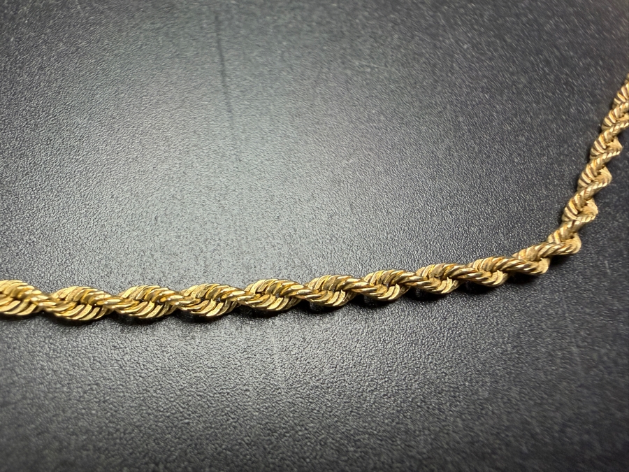 14k Gold 24' Rope Chain Necklace 9.2g $720 Melt Value [Photo 2]