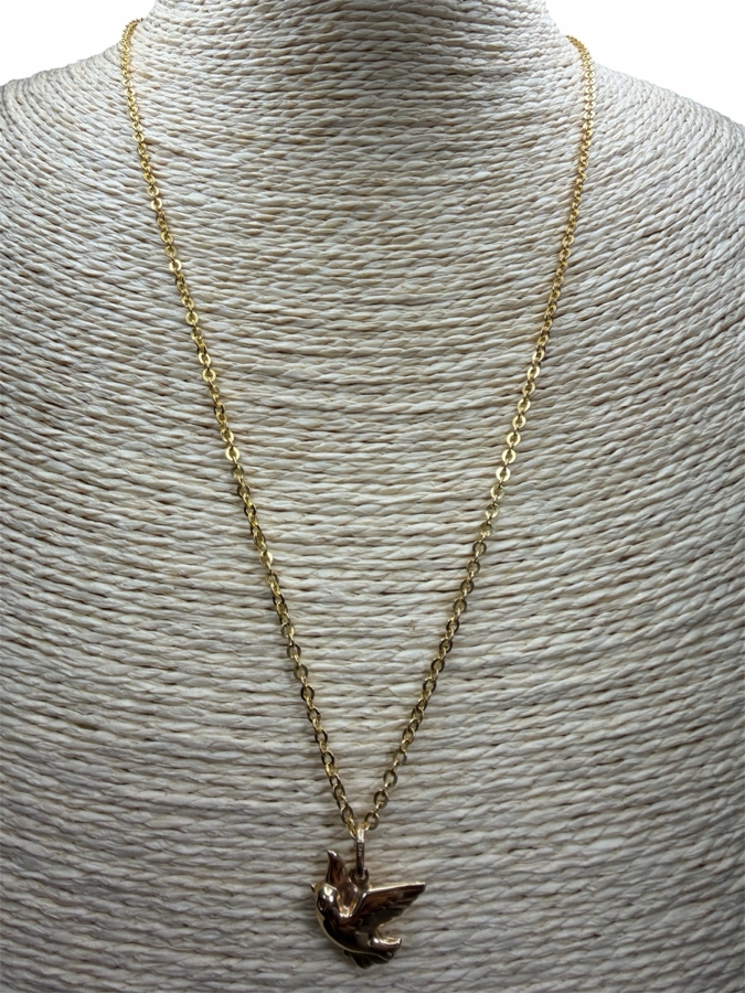 14k Gold Bird Pendant with 14k Gold Italian 20' Chain Necklace 3.5g $274 Melt Value [Photo 3]
