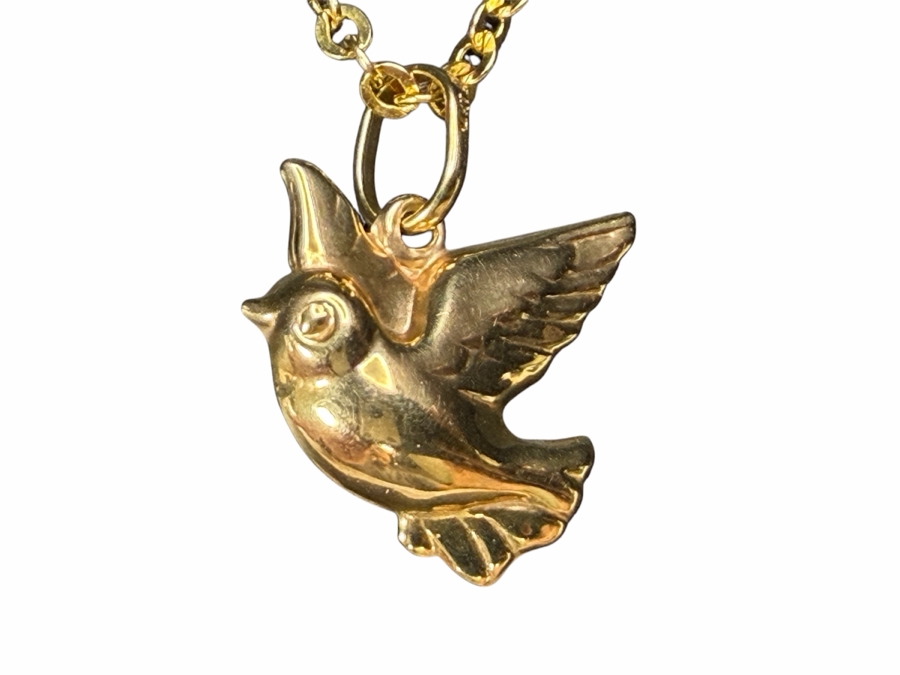 14k Gold Bird Pendant with 14k Gold Italian 20' Chain Necklace 3.5g $274 Melt Value [Photo 2]
