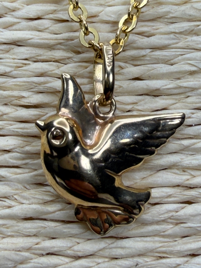 14k Gold Bird Pendant with 14k Gold Italian 20' Chain Necklace 3.5g $274 Melt Value [Photo 4]