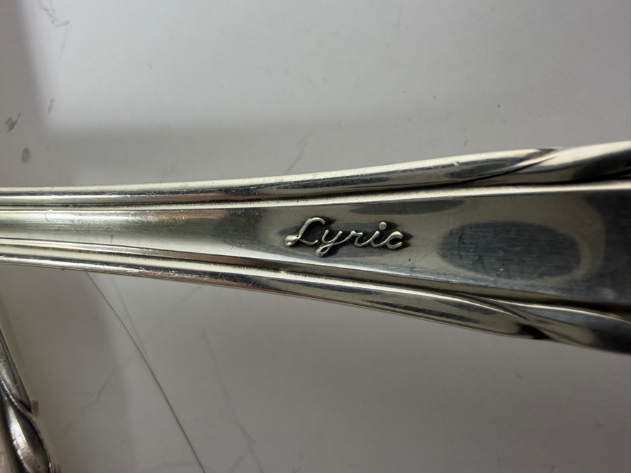 Gorham Sterling Silver Lyric Flatware Service 1940 Patent Date - Approximate Service for 8 - 1,617g of Sterling Silver Plus 464g Of Sterling Handled Knives - $2,991 Melt Value Not Including Knives [Photo 12]