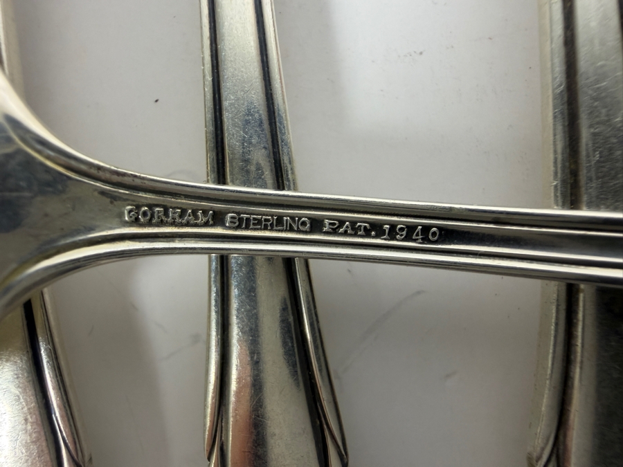 Gorham Sterling Silver Lyric Flatware Service 1940 Patent Date - Approximate Service for 8 - 1,617g of Sterling Silver Plus 464g Of Sterling Handled Knives - $2,991 Melt Value Not Including Knives [Photo 11]