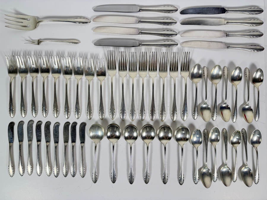 Gorham Sterling Silver Lyric Flatware Service 1940 Patent Date - Approximate Service for 8 - 1,617g of Sterling Silver Plus 464g Of Sterling Handled Knives - $2,991 Melt Value Not Including Knives [Photo 2]