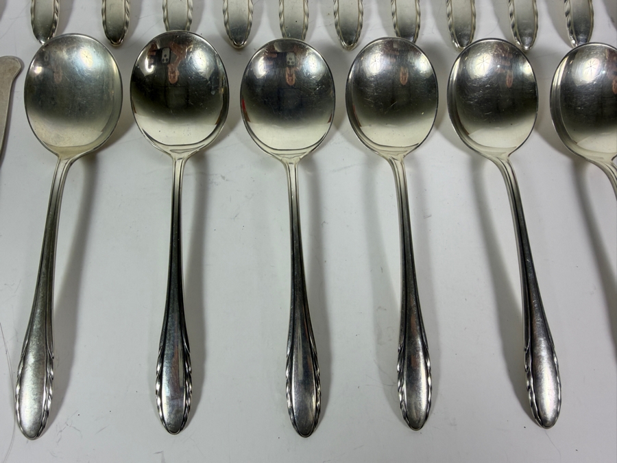 Gorham Sterling Silver Lyric Flatware Service 1940 Patent Date - Approximate Service for 8 - 1,617g of Sterling Silver Plus 464g Of Sterling Handled Knives - $2,991 Melt Value Not Including Knives [Photo 6]