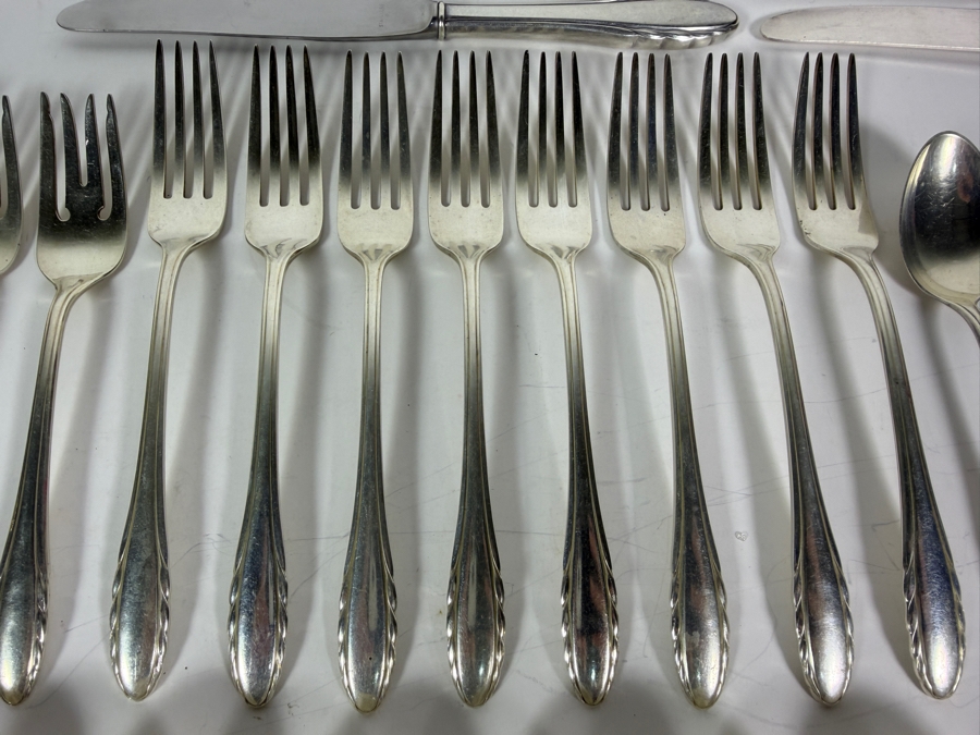 Gorham Sterling Silver Lyric Flatware Service 1940 Patent Date - Approximate Service for 8 - 1,617g of Sterling Silver Plus 464g Of Sterling Handled Knives - $2,991 Melt Value Not Including Knives [Photo 3]