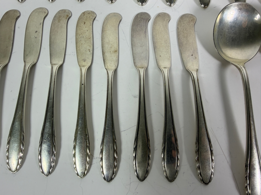 Gorham Sterling Silver Lyric Flatware Service 1940 Patent Date - Approximate Service for 8 - 1,617g of Sterling Silver Plus 464g Of Sterling Handled Knives - $2,991 Melt Value Not Including Knives [Photo 5]