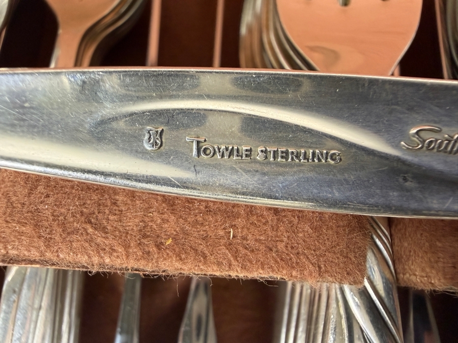 Towle Sterling Silver Southwind Flatware Service - Approximate Service for 12 - 1,940g of Sterling Silver Plus 1,056g Of Sterling Handled Knives - $3,589 Melt Value Not Including Knives [Photo 6]