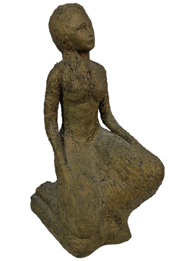 Vintage Kneeling Woman Sculpture 21'H