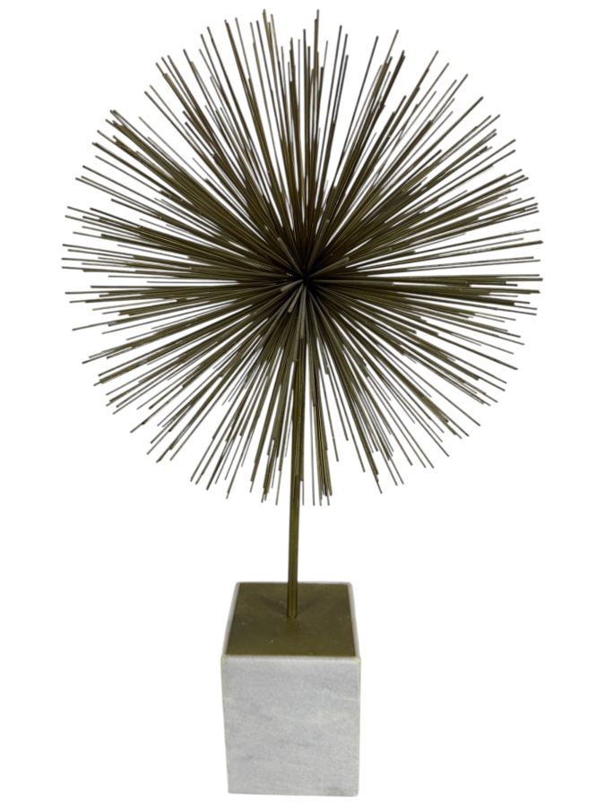 Mid-Century Modern Style Metal Starburst Table Sculpture on Marble Base 25'H