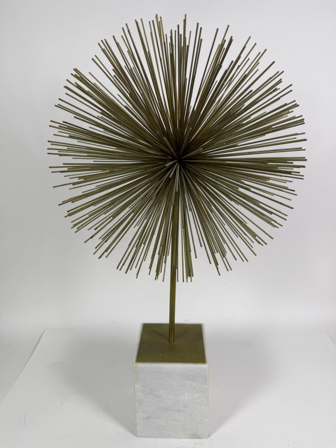 Mid-Century Modern Style Metal Starburst Table Sculpture on Marble Base 25'H [Photo 2]