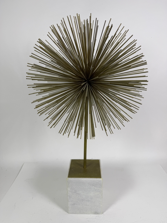 Mid-Century Modern Style Metal Starburst Table Sculpture on Marble Base 25'H [Photo 3]