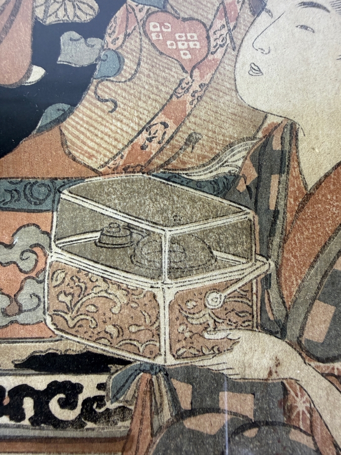 Torii Kiyonaga (1752–1815, Japanese) Vintage Ukiyo-e Woodblock Print Titled 'Lucky New Year Dreams' 10 X 14 Framed 13 X 17 [Photo 7]