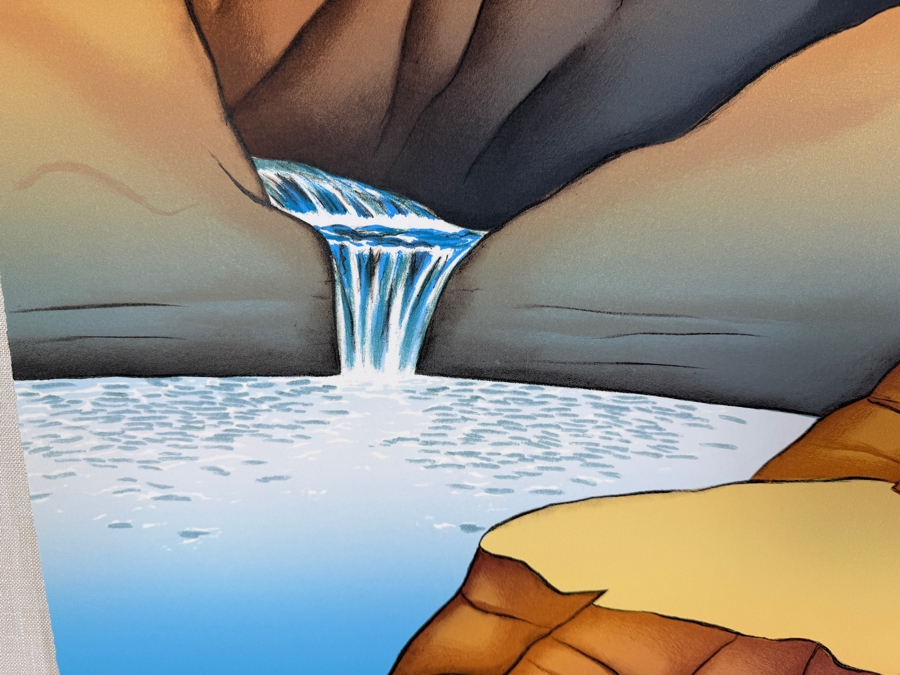 R.C. Gorman Signed 1985 Limited Edition 2/225 'Waterfall' Hand Pulled Stone Lithograph Print Featuring Native American Woman 39'W X 30'H Framed: 45'W X 36'H [Photo 7]