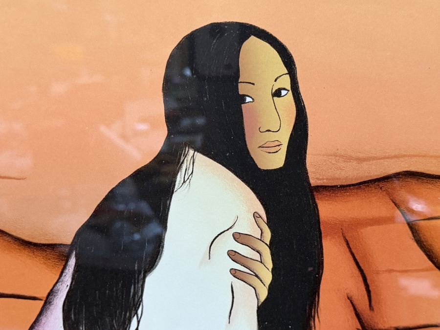 R.C. Gorman Signed 1989 Limited Edition 22/225 'Canyon Woman' Hand Pulled Stone Lithograph Print Featuring Navajo Woman With Pottery Framed in Acrylic Shadowbox Frame 39'W X 30'H Framed: 45'W X 36'H [Photo 6]