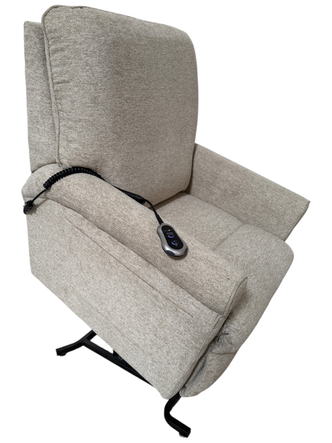 La-Z-Boy Jean Bronze Light Beige Textured Fabric Dual Motor Power Lift Chair Recliner With Wired Hand Control Pendant
