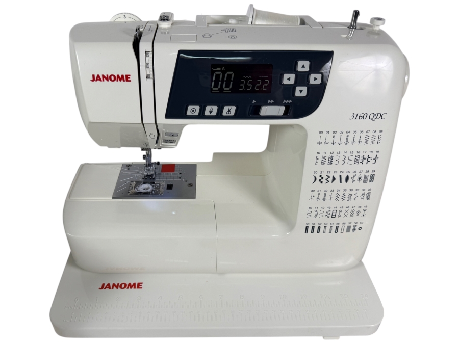 Janome Three One Sixty QDC Computerized Sewing Machine With Built In Sixty Stitch Chart Digital Screen And Foot Pedal Controller Retails $700