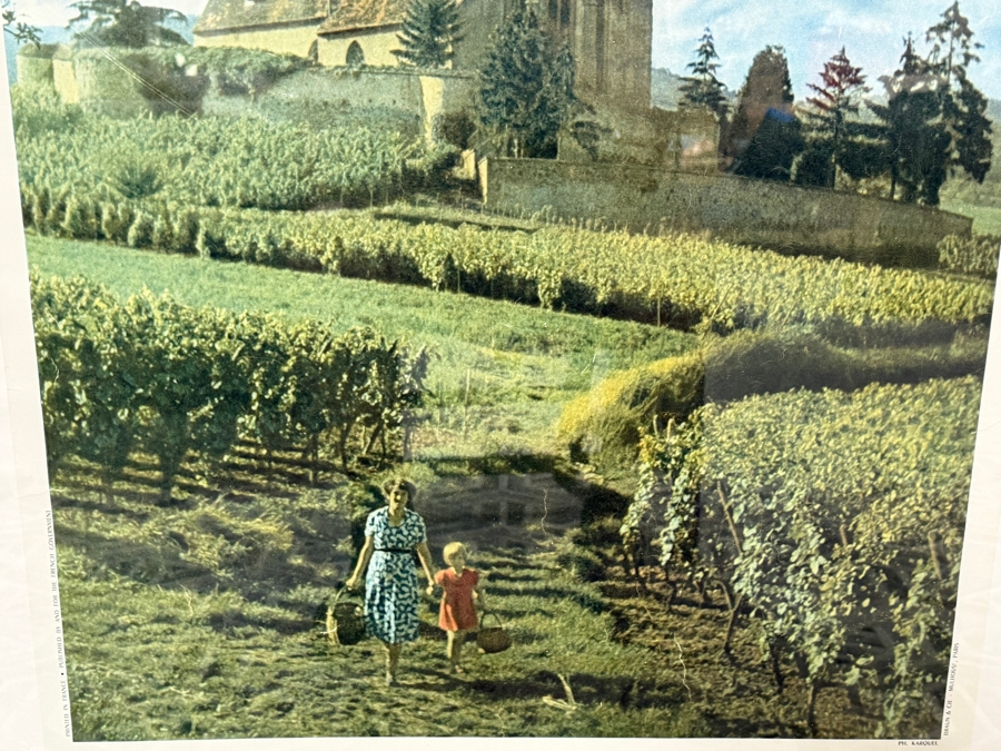 France Le Vignoble D'Alsace Vintage Travel Advertising Poster Featuring The St Jacques Le Majeur Church In Hunawihr 30'W X 45'H [Photo 4]