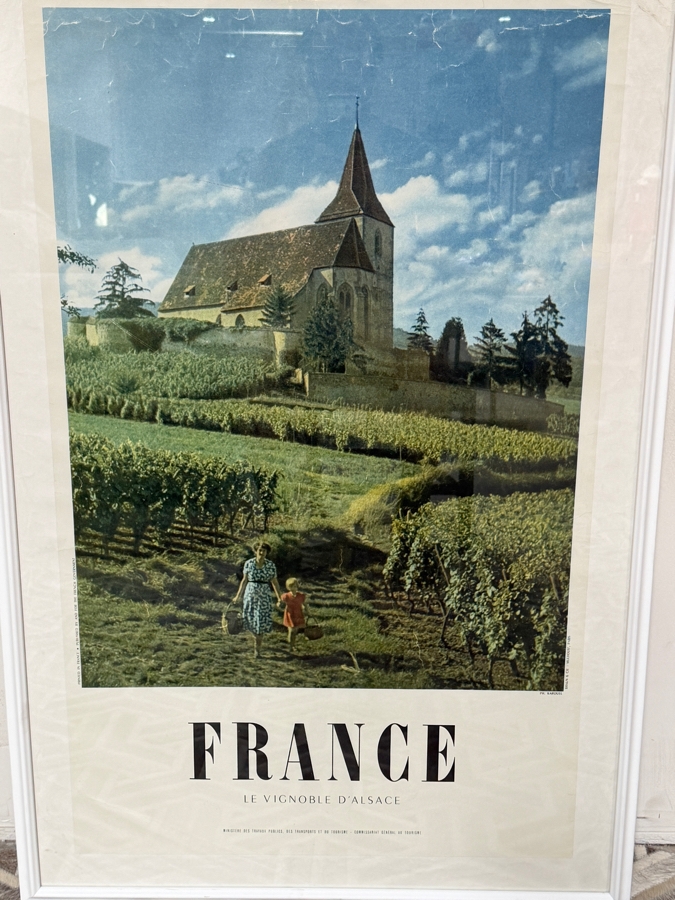 France Le Vignoble D'Alsace Vintage Travel Advertising Poster Featuring The St Jacques Le Majeur Church In Hunawihr 30'W X 45'H [Photo 2]