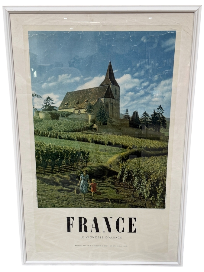 France Le Vignoble D'Alsace Vintage Travel Advertising Poster Featuring The St Jacques Le Majeur Church In Hunawihr 30'W X 45'H