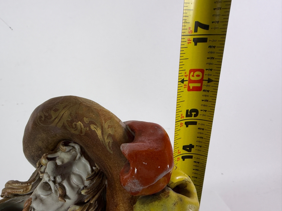 Vintage Italian Glazed Majolica Terracotta Figurine In The Style Of Professor Eugenio Pattarino Depicting An Elaborate Flamboyant Musketeer Cavalier Character 16'H [Photo 10]