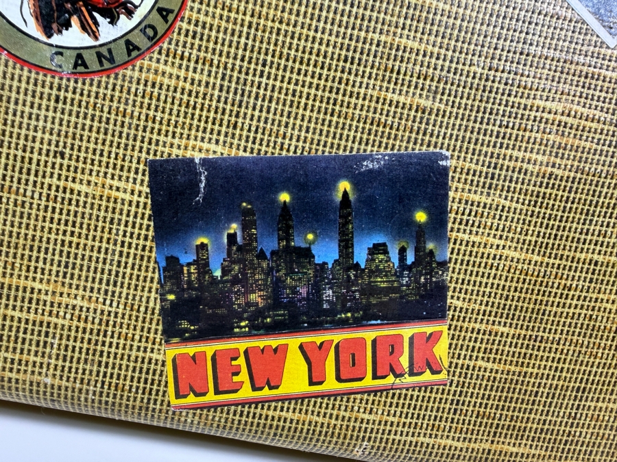 Vintage Mid Century Towncraft Tweed Hard Shell Suitcase Adorned With Retro Southwest Route Sixty Six And California Travel Decal Stickers 21'W X 7'D X 14'H [Photo 13]