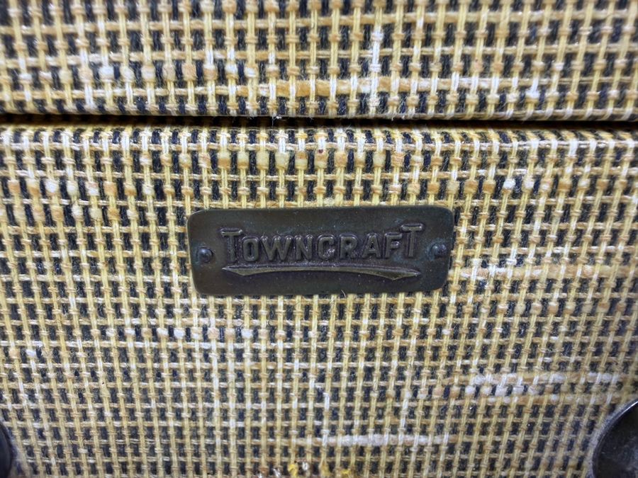 Vintage Mid Century Towncraft Tweed Hard Shell Suitcase Adorned With Retro Southwest Route Sixty Six And California Travel Decal Stickers 21'W X 7'D X 14'H [Photo 9]