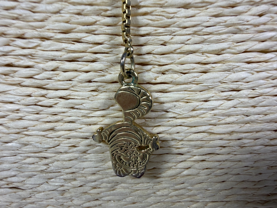 Disney Couture .925 Sterling Silver 'We're All Mad Here' 22' Alice in Wonderland Mad Hatter Cheshire Cat Gold-Tone Y-Shaped Drop Necklace 13.4g [Photo 4]