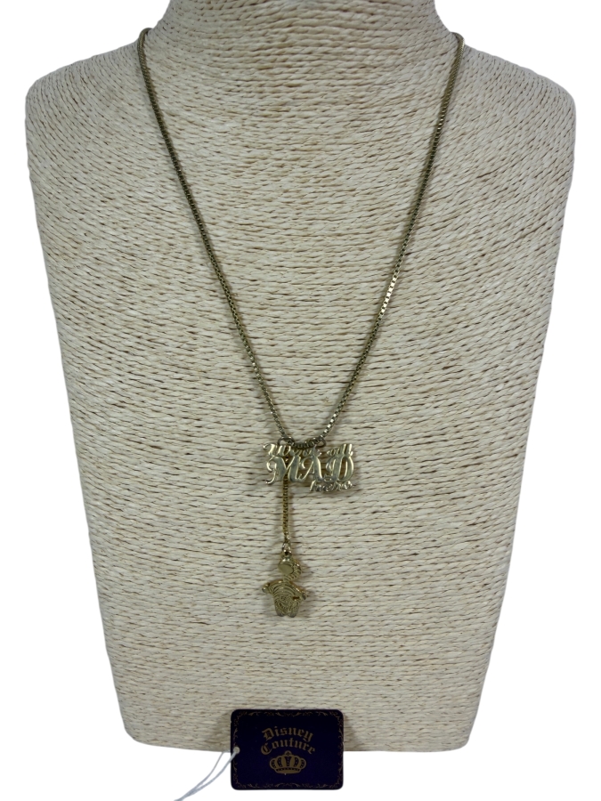 Disney Couture .925 Sterling Silver 'We're All Mad Here' 22' Alice in Wonderland Mad Hatter Cheshire Cat Gold-Tone Y-Shaped Drop Necklace 13.4g