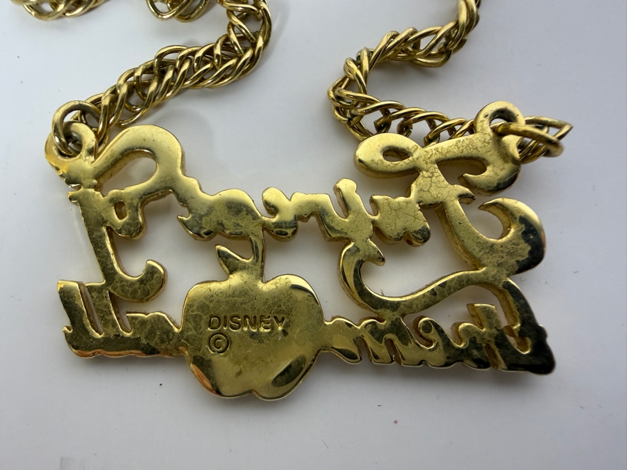 Disney Couture by Kidada Jones 'Fairest of Them All' Snow White Red Enamel Apple Gold-Plated Statement Nameplate Necklace 16' [Photo 7]