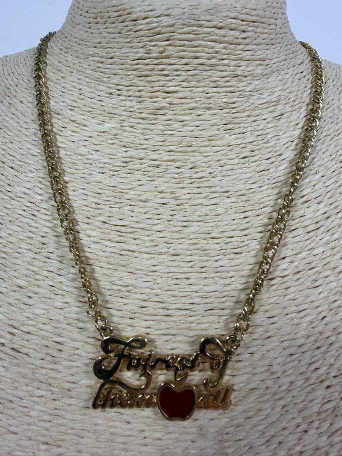 Disney Couture by Kidada Jones 'Fairest of Them All' Snow White Red Enamel Apple Gold-Plated Statement Nameplate Necklace 16' [Photo 2]