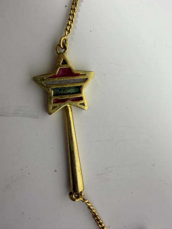 Authentic 2007 Disney Parks Gold Tone Colorful Enamel Shooting Star Comet Link Chain Necklace 15'L [Photo 5]