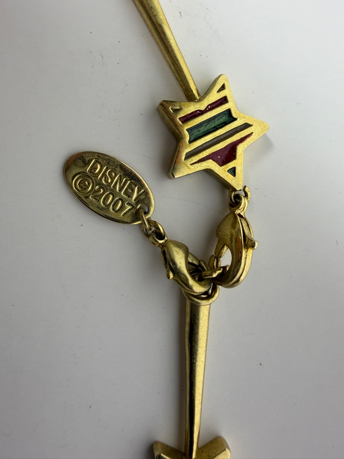 Authentic 2007 Disney Parks Gold Tone Colorful Enamel Shooting Star Comet Link Chain Necklace 15'L [Photo 6]