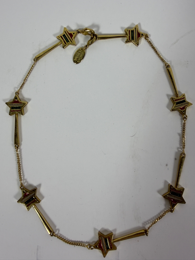 Authentic 2007 Disney Parks Gold Tone Colorful Enamel Shooting Star Comet Link Chain Necklace 15'L [Photo 4]