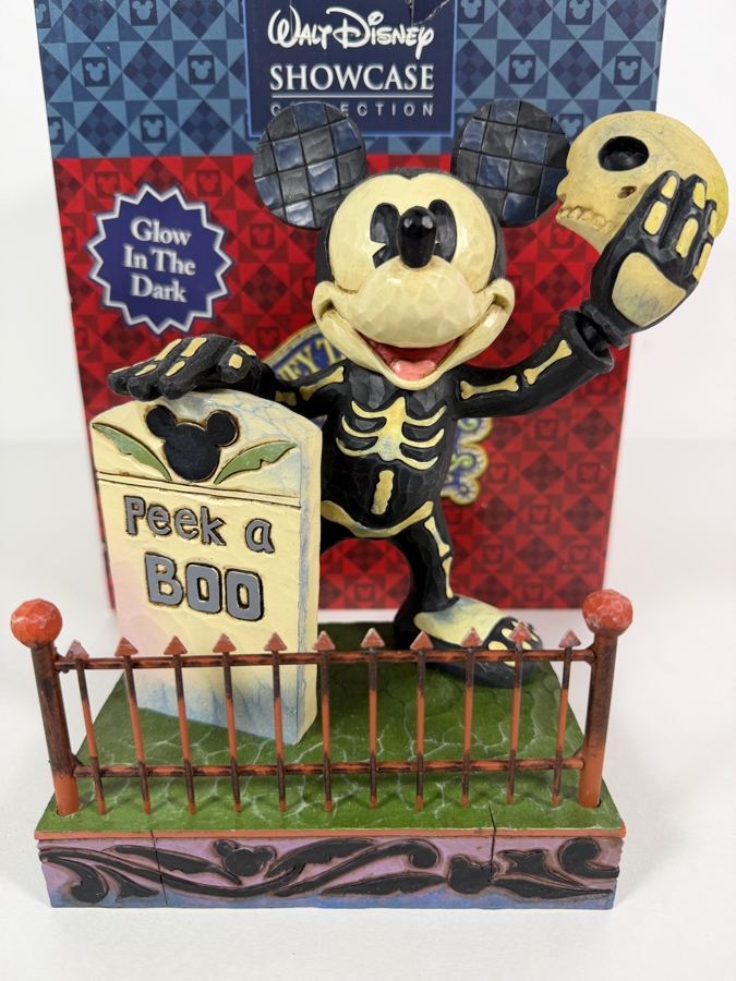 Vintage 2008 Jim Shore Disney Traditions Peek-A-Boo Mickey Mouse Skeleton Halloween Figurine With Box 7'H [Photo 2]