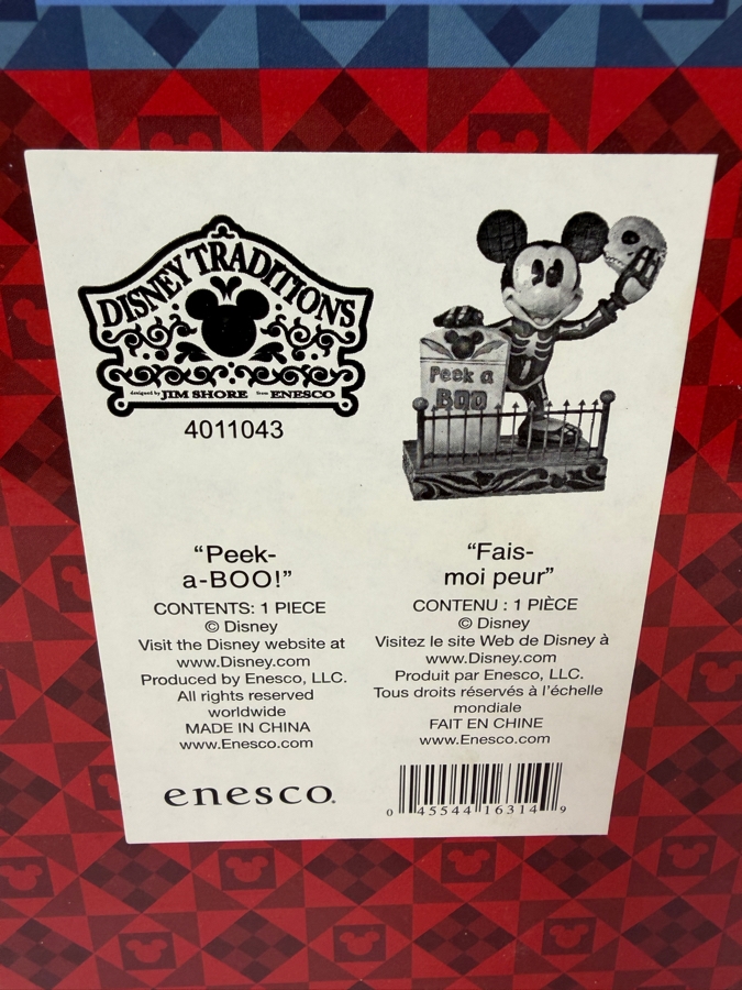Vintage 2008 Jim Shore Disney Traditions Peek-A-Boo Mickey Mouse Skeleton Halloween Figurine With Box 7'H [Photo 7]